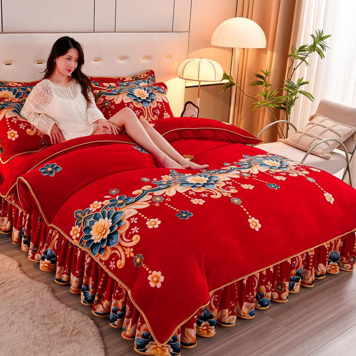 91家纺网 家纺一手货源 找家纺 2025新款加厚直播爆款牛奶绒被套金貂法莱绒单品被套锦上添花