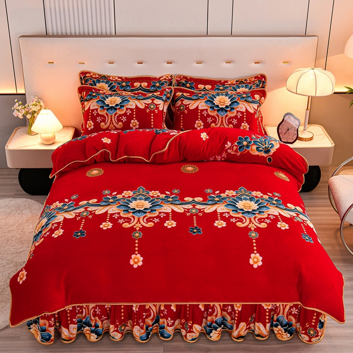 91家纺网 家纺一手货源 找家纺 2025新款加厚直播爆款牛奶绒被套金貂法莱绒单品被套锦上添花