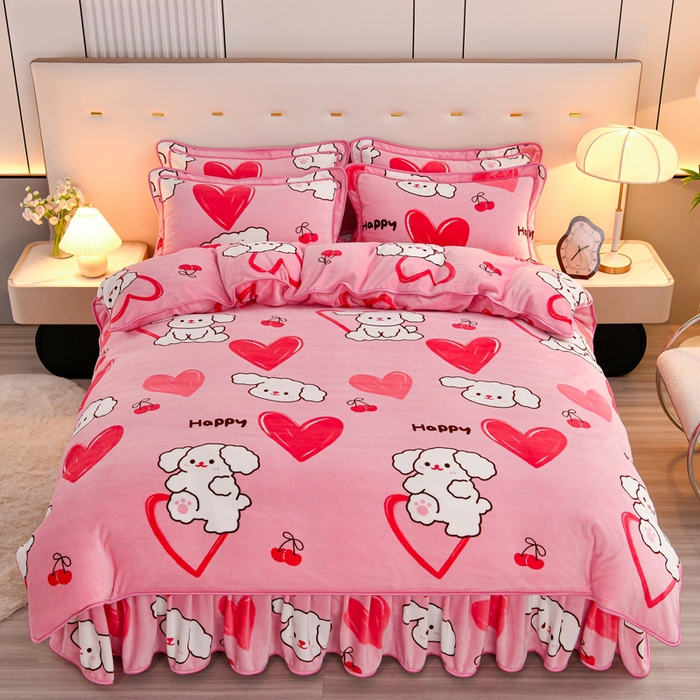 91家纺网 家纺一手货源 找家纺 2025新款加厚直播爆款牛奶绒被套金貂法莱绒单品被套萌宠乐园