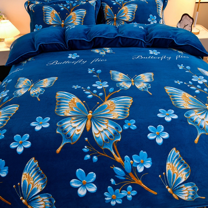 91家纺网 家纺一手货源 找家纺 2025新款加厚直播爆款牛奶绒被套金貂法莱绒单品被套梦蝶