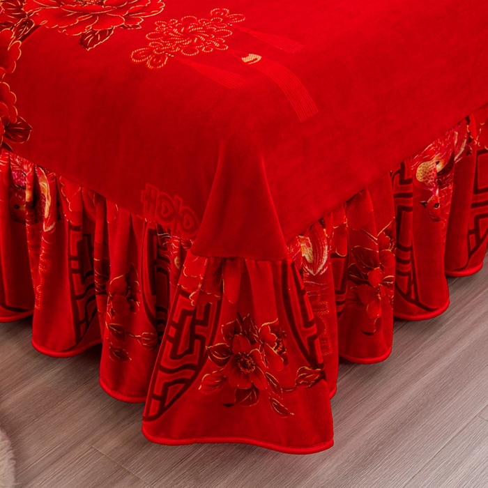 91家纺网 家纺一手货源 找家纺 2025新款加厚直播爆款牛奶绒被套金貂法莱绒单品被套喜结良缘