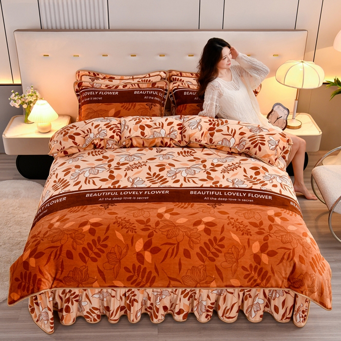 91家纺网 家纺一手货源 找家纺 2025新款加厚直播爆款牛奶绒被套金貂法莱绒单品被套枝繁叶茂