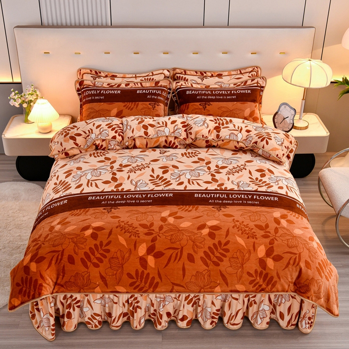 91家纺网 家纺一手货源 找家纺 2025新款加厚直播爆款牛奶绒被套金貂法莱绒单品被套枝繁叶茂