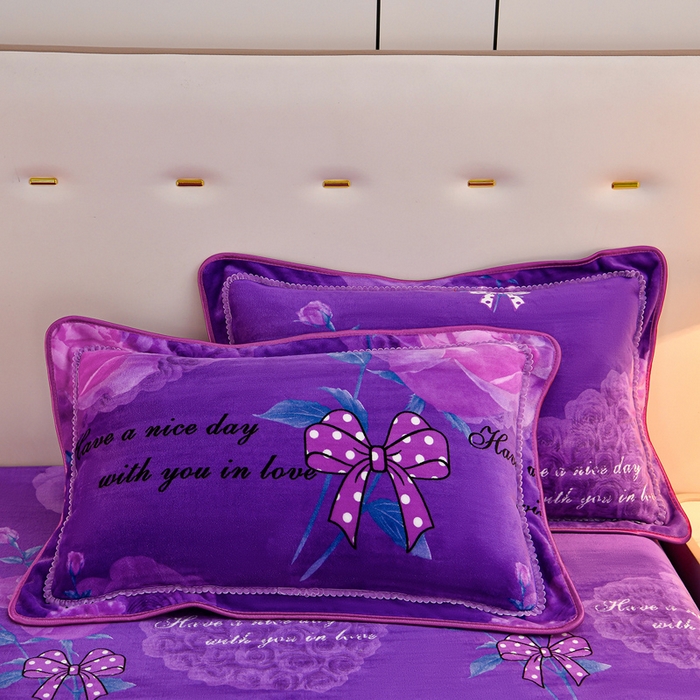 91家纺网 家纺一手货源 找家纺 2025新款加厚直播爆款牛奶绒被套金貂法莱绒单品被套紫色玫瑰