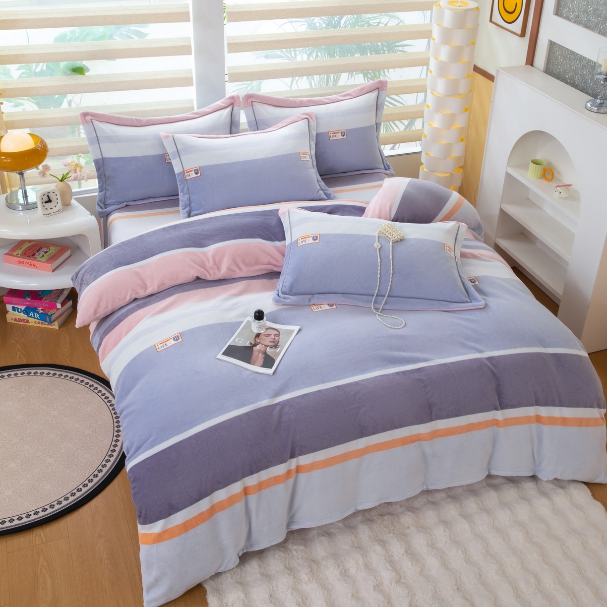 91家纺网 家纺一手货源 找家纺 优姿家纺 2025新款加厚全消光牛奶绒印花四件套 香伊爱情