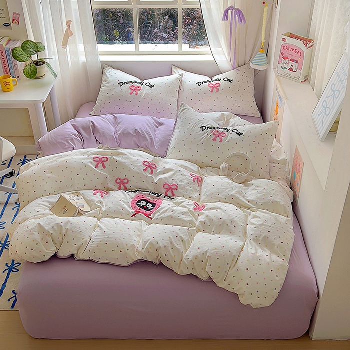 91家纺网 家纺一手货源 找家纺 （总）韩秀家纺120克云朵棉毛巾绣四件套双层纱糯糯棉床笠水洗棉绣花四件套