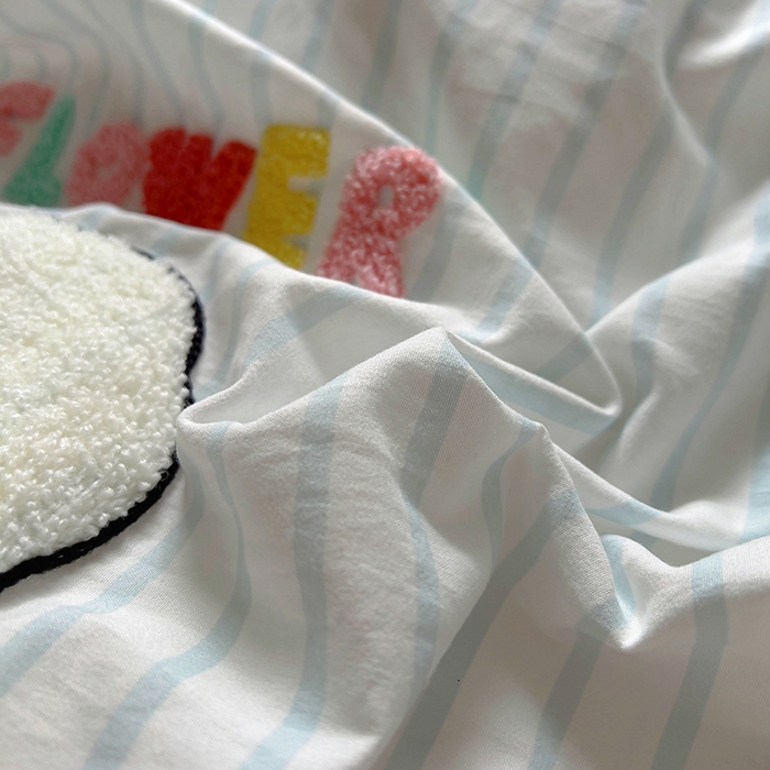 91家纺网 家纺一手货源 找家纺 韩秀家纺 2025新款水洗棉毛巾绣云朵棉四件套 可爱兔云兰