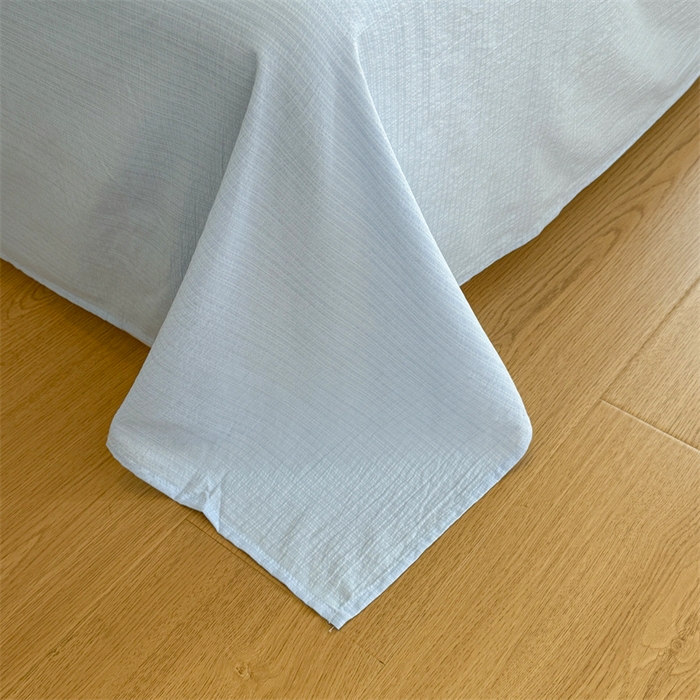 91家纺网 家纺一手货源 找家纺 艾特你 2025新款云感皱皱双层纱黑色包边四件套 黑边-半亩花田