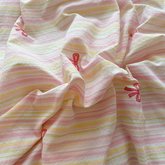 91家纺网 家纺一手货源 找家纺 艾特你 2025新款云感皱皱双层纱黑色包边四件套 黑边-蝴蝶结