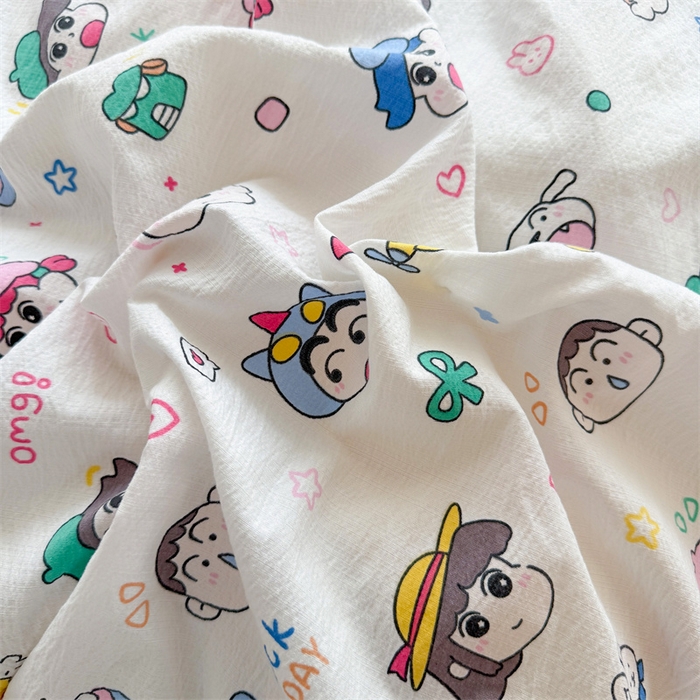 91家纺网 家纺一手货源 找家纺 艾特你 2025新款云感皱皱双层纱黑色包边四件套 黑边-快乐家族