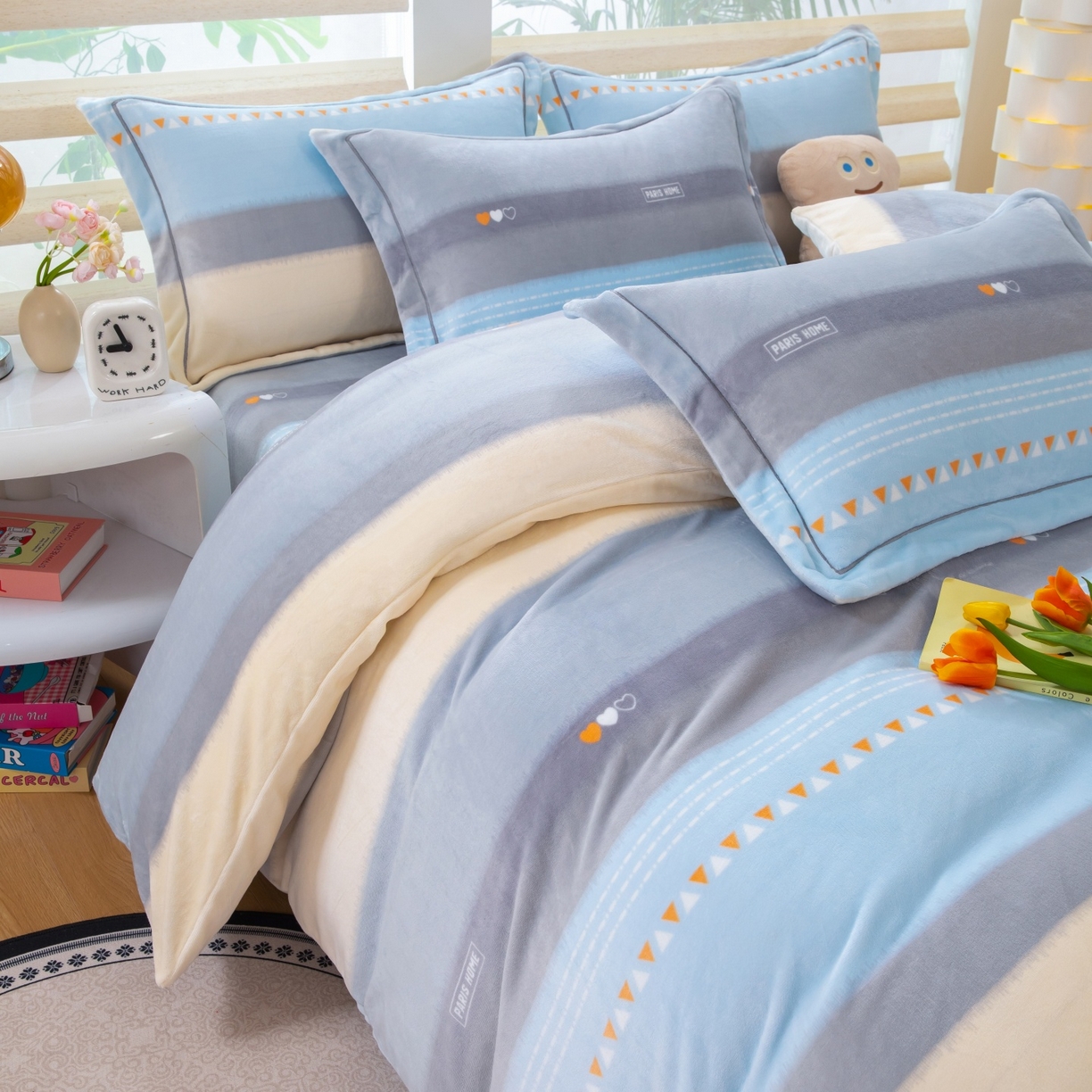 91家纺网 家纺一手货源 找家纺 优姿家纺 2025新款加厚全消光牛奶绒印花四件套 一见倾心