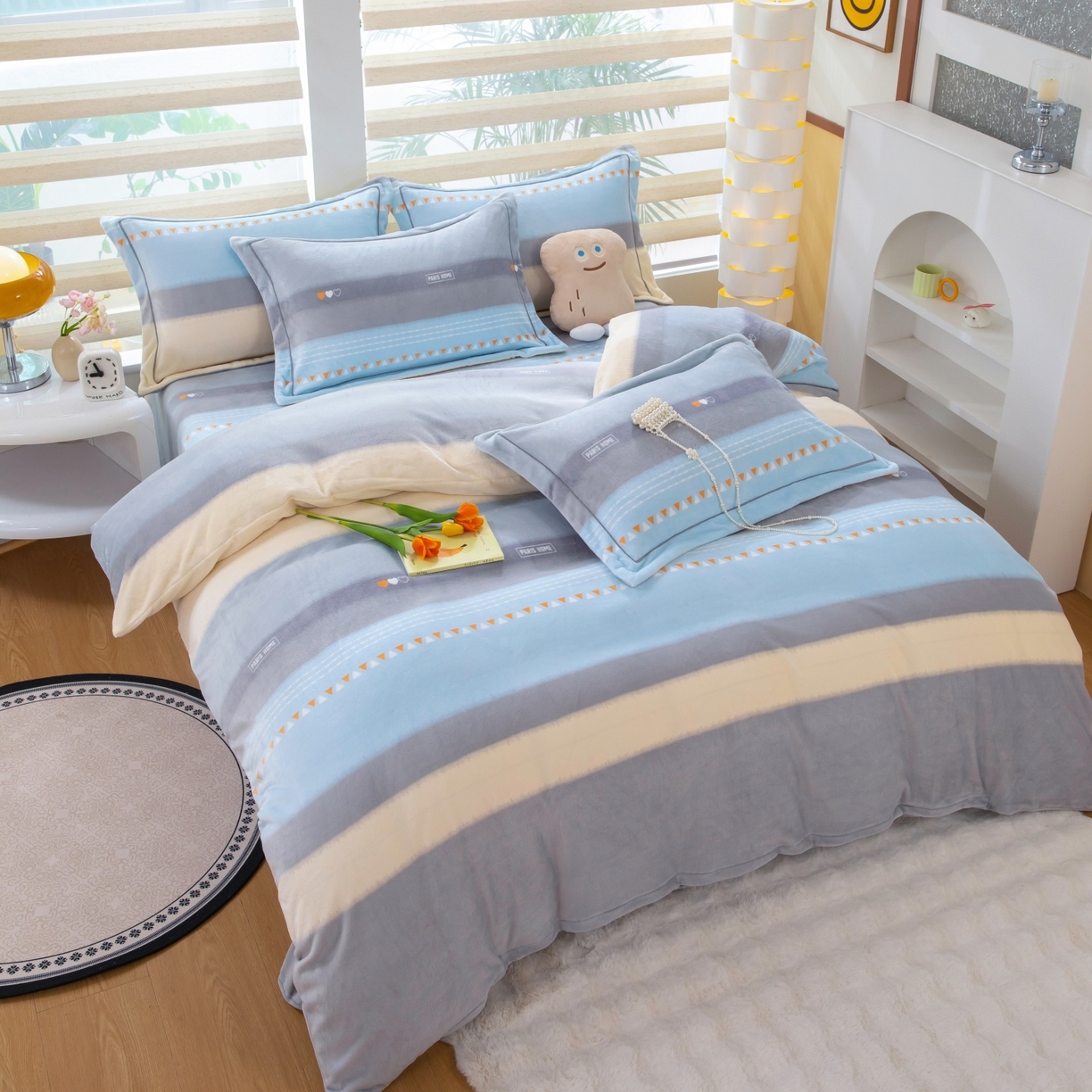 91家纺网 家纺一手货源 找家纺 优姿家纺 2025新款加厚全消光牛奶绒印花四件套 一见倾心