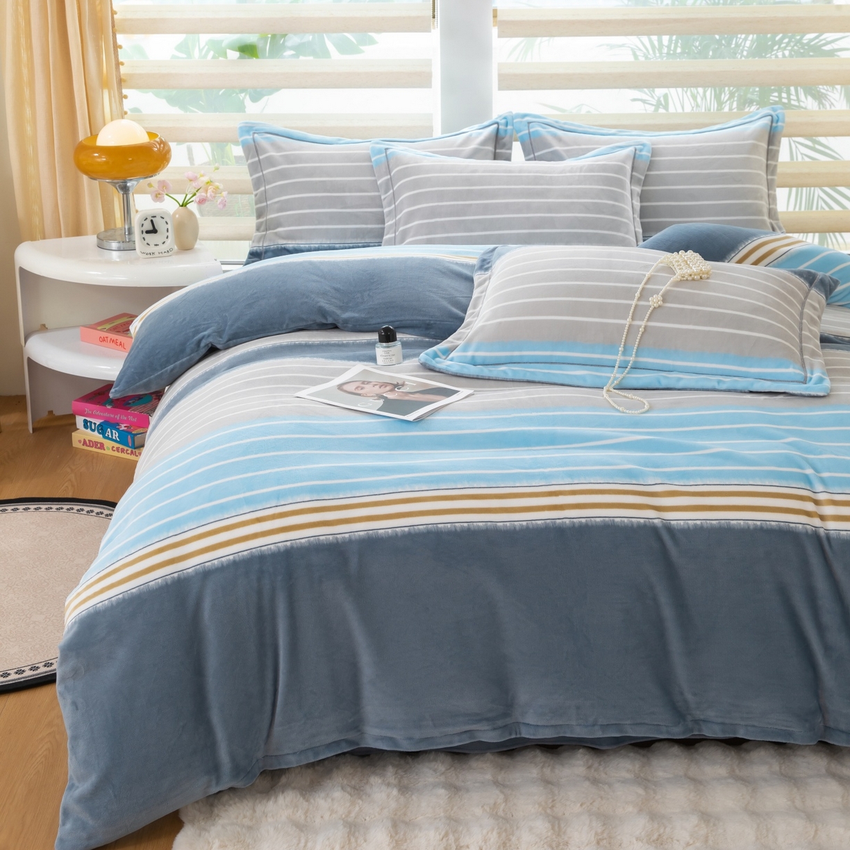 91家纺网 家纺一手货源 找家纺 优姿家纺 2025新款加厚全消光牛奶绒印花四件套 伊莎贝拉