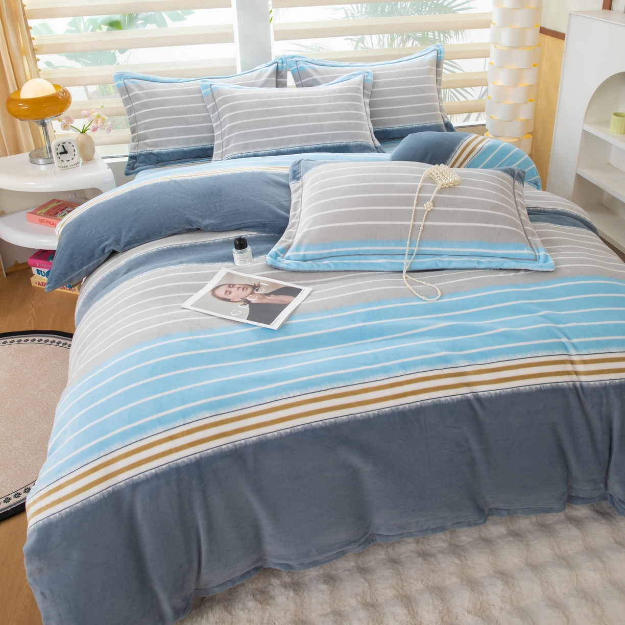 91家纺网 家纺一手货源 找家纺 优姿家纺 2025新款加厚全消光牛奶绒印花四件套 伊莎贝拉