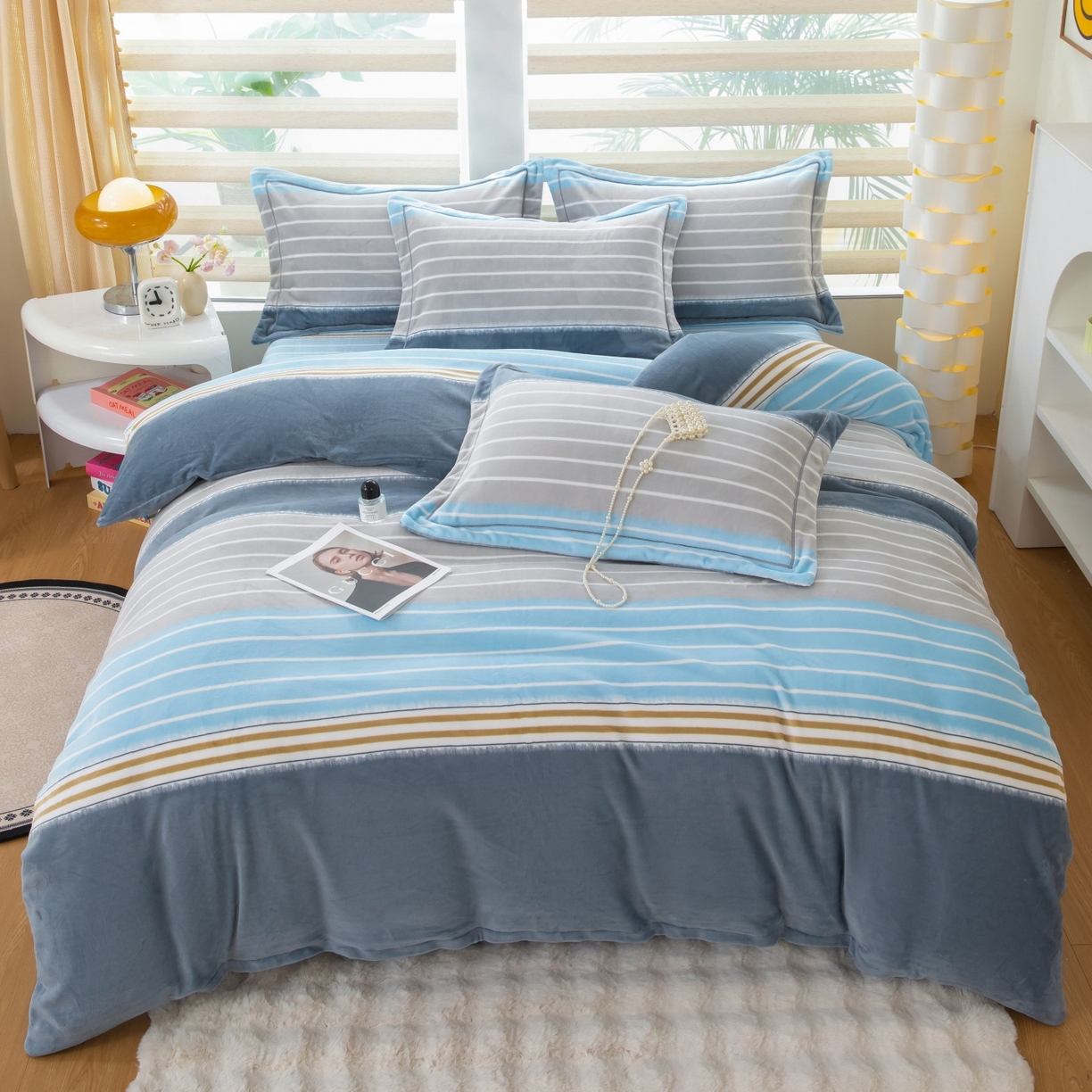 优姿家纺 2025新款加厚全消光牛奶绒印花四件套 伊莎贝拉