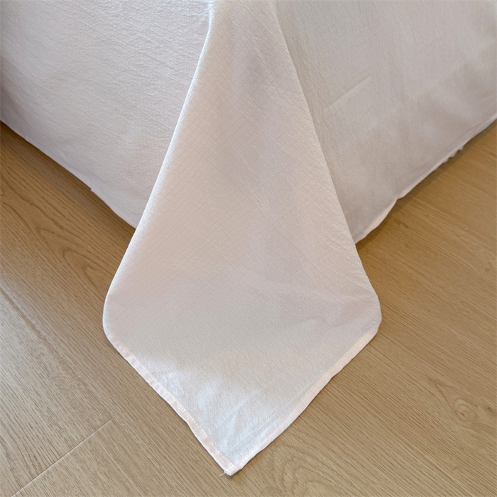 91家纺网 家纺一手货源 找家纺 艾特你 2025新款云感皱皱双层纱黑色包边四件套 黑边-芝士莓莓