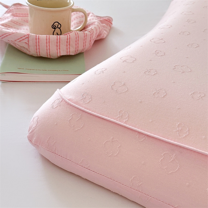 91家纺网 家纺一手货源 找家纺 伟邦枕芯 2025新款全棉提花针织高端生物基枕枕头枕芯 粉色