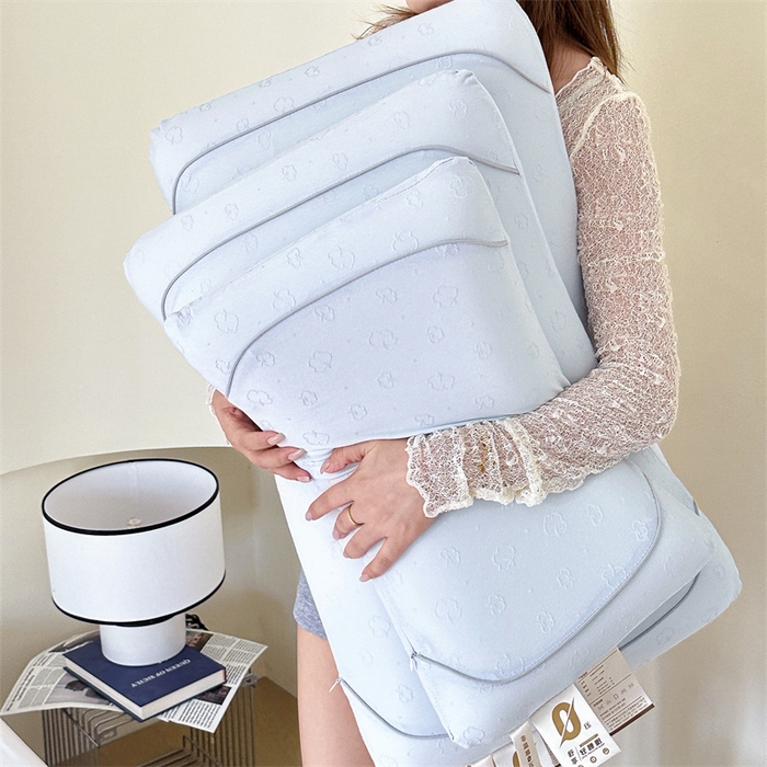 91家纺网 家纺一手货源 找家纺 伟邦枕芯 2025新款全棉提花针织高端生物基枕枕头枕芯 蓝色