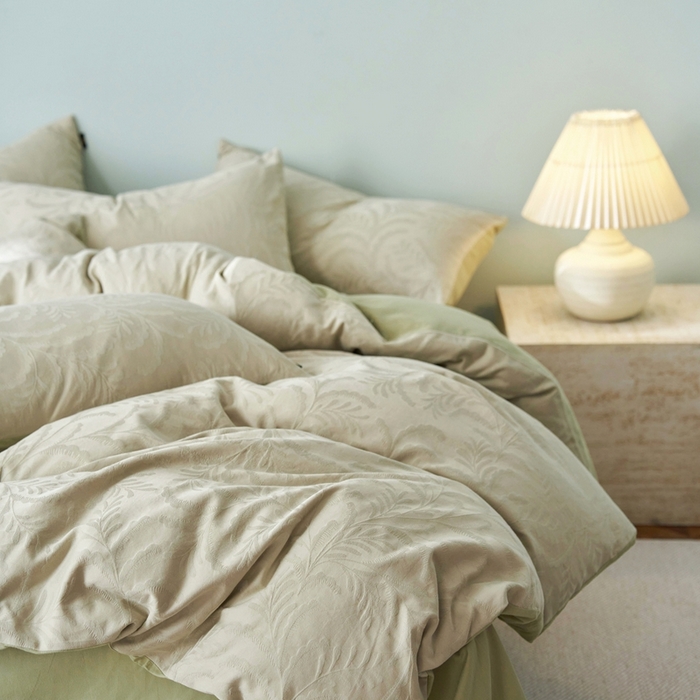 禾时 2025新款60s轻奢提花磨毛四件套-沄梦 沄梦-青草绿