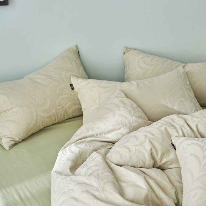 91家纺网 家纺一手货源 找家纺 禾时 2025新款60s轻奢提花磨毛四件套-沄梦 沄梦-青草绿