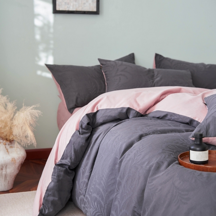 91家纺网 家纺一手货源 找家纺 禾时 2025新款60s轻奢提花磨毛四件套-沄梦 沄梦-青灰