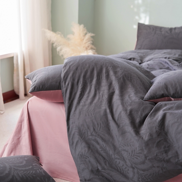 91家纺网 家纺一手货源 找家纺 禾时 2025新款60s轻奢提花磨毛四件套-沄梦 沄梦-青灰