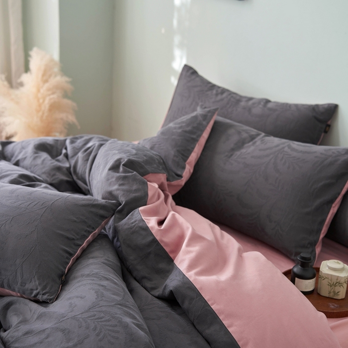 91家纺网 家纺一手货源 找家纺 禾时 2025新款60s轻奢提花磨毛四件套-沄梦 沄梦-青灰