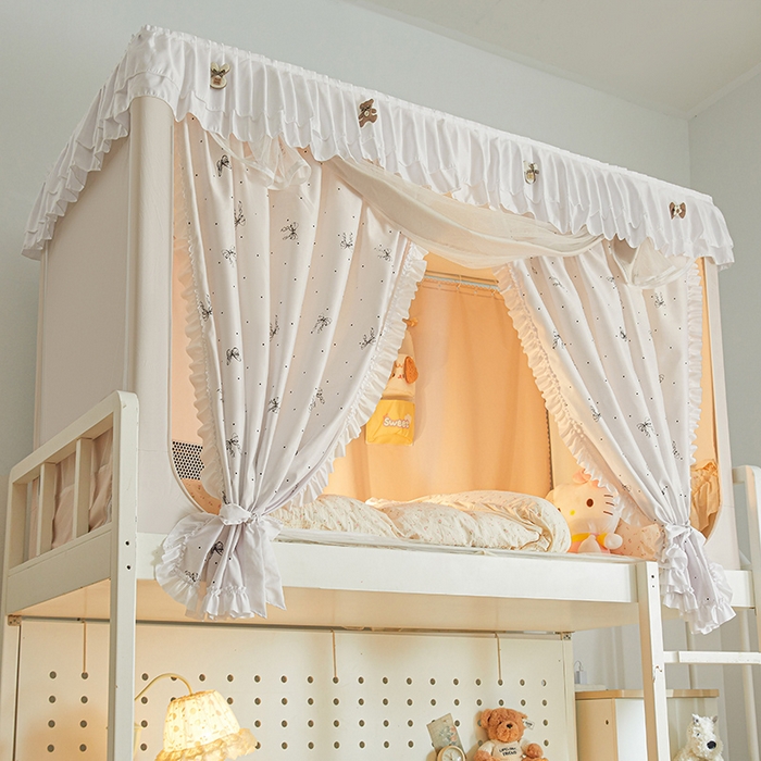 91家纺网 家纺一手货源 找家纺 梦之宝 2025年新款小碎花学生蚊帐 波点蝴蝶结