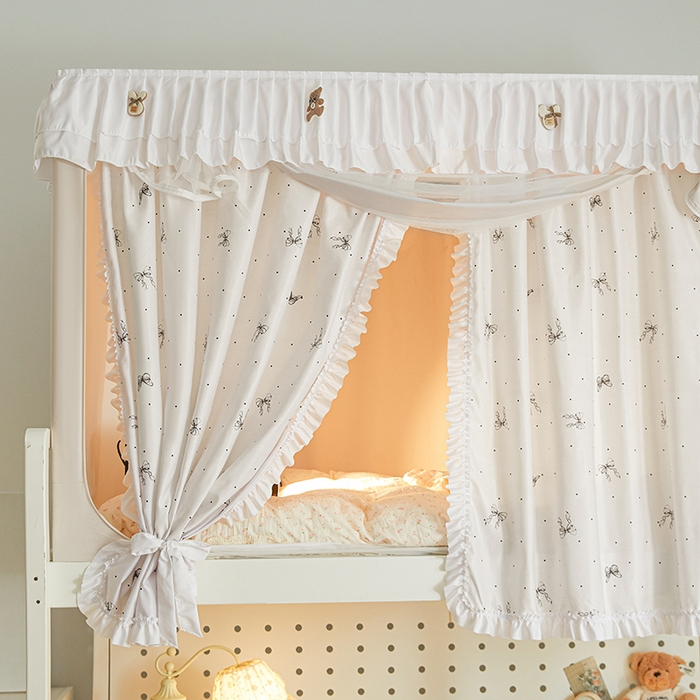 91家纺网 家纺一手货源 找家纺 梦之宝 2025年新款小碎花学生蚊帐 波点蝴蝶结