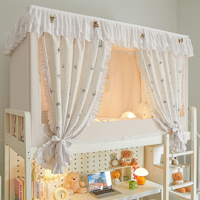 91家纺网 家纺一手货源 找家纺 梦之宝 2025年新款小碎花学生蚊帐 波点蝴蝶结