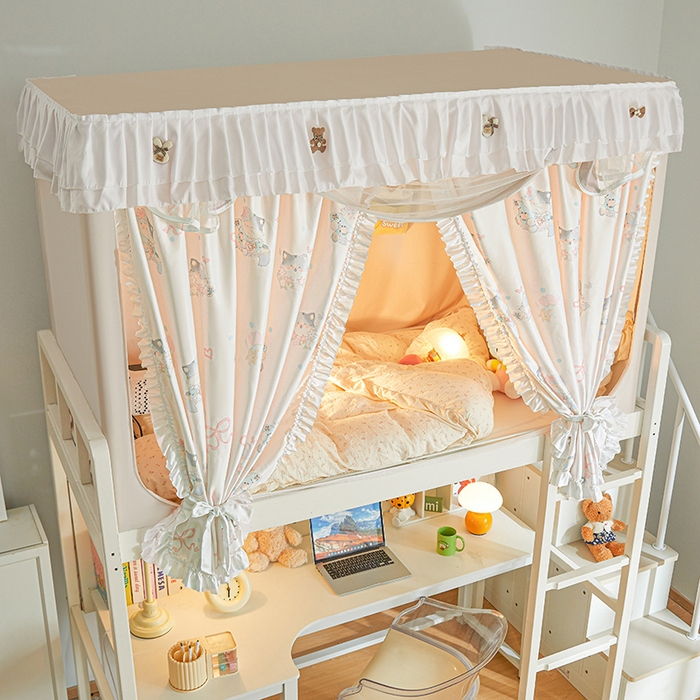 91家纺网 家纺一手货源 找家纺 梦之宝 2025年新款小碎花学生蚊帐 花朵猫咪