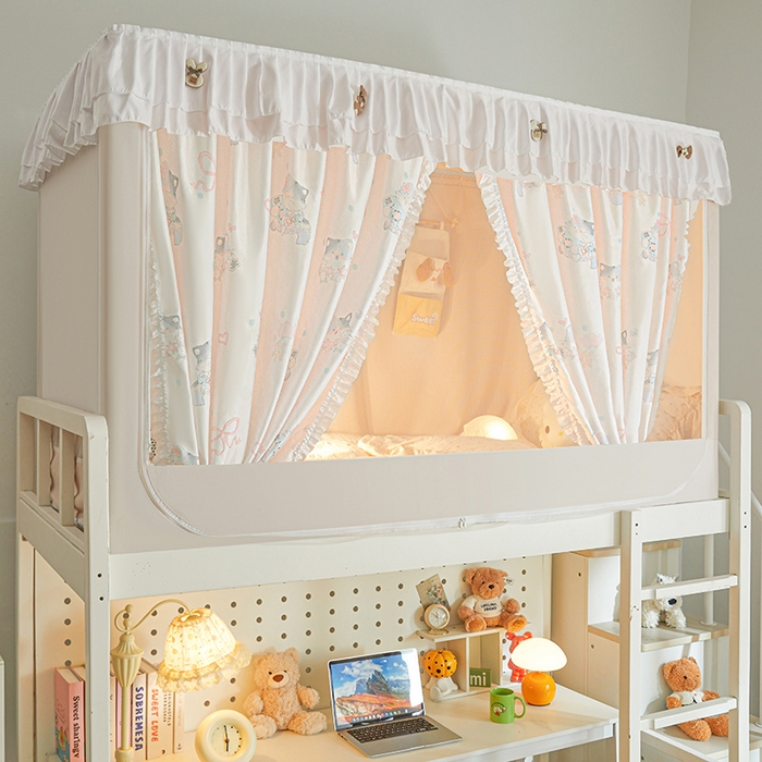 91家纺网 家纺一手货源 找家纺 梦之宝 2025年新款小碎花学生蚊帐 花朵猫咪