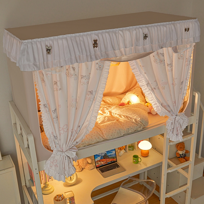 91家纺网 家纺一手货源 找家纺 梦之宝 2025年新款小碎花学生蚊帐 花朵猫咪