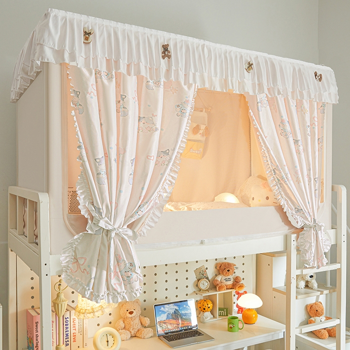 91家纺网 家纺一手货源 找家纺 梦之宝 2025年新款小碎花学生蚊帐 花朵猫咪