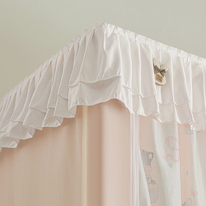 91家纺网 家纺一手货源 找家纺 梦之宝 2025年新款小碎花学生蚊帐 花朵猫咪