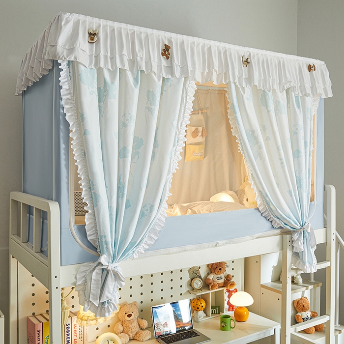 91家纺网 家纺一手货源 找家纺 梦之宝 2025年新款小碎花学生蚊帐 蓝星草