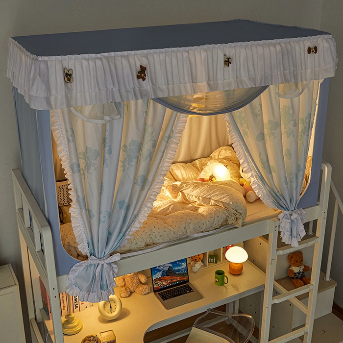 91家纺网 家纺一手货源 找家纺 梦之宝 2025年新款小碎花学生蚊帐 蓝星草