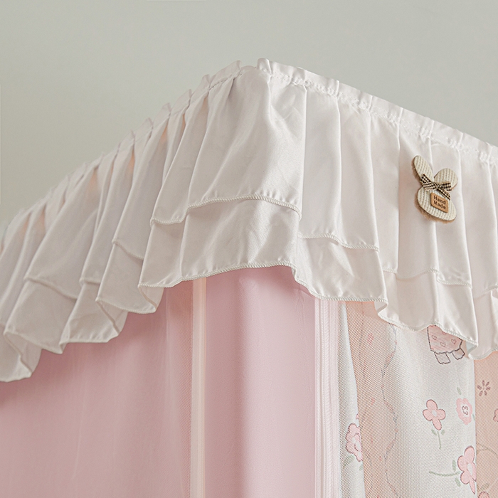 91家纺网 家纺一手货源 找家纺 梦之宝 2025年新款小碎花学生蚊帐 兔兔和蝴蝶结