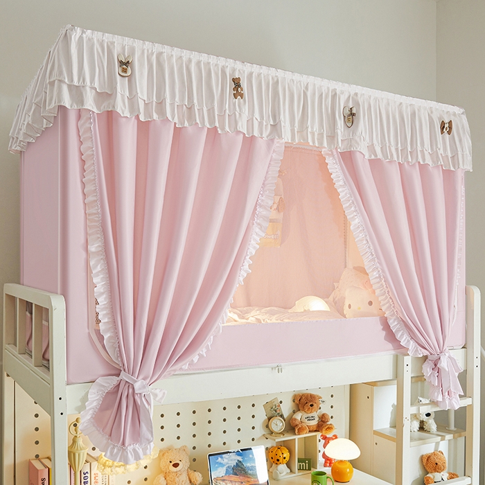 91家纺网 家纺一手货源 找家纺 梦之宝 2025年新款小碎花学生蚊帐 小碎花-粉