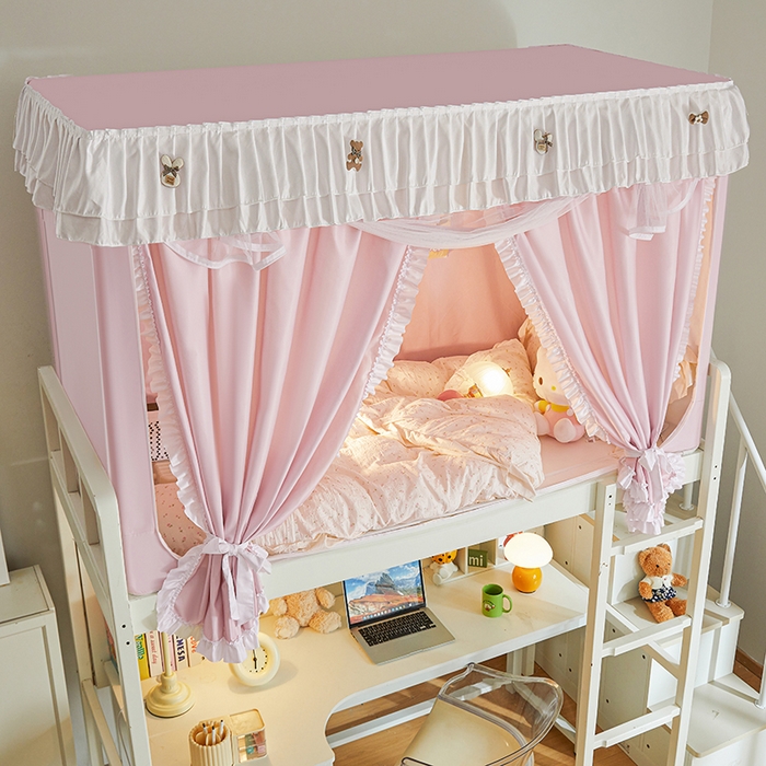 91家纺网 家纺一手货源 找家纺 梦之宝 2025年新款小碎花学生蚊帐 小碎花-粉