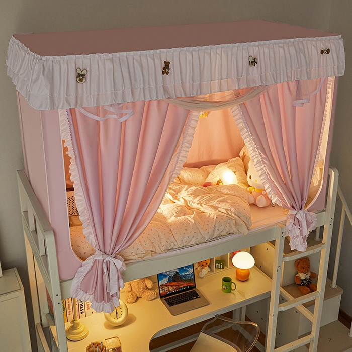 91家纺网 家纺一手货源 找家纺 梦之宝 2025年新款小碎花学生蚊帐 小碎花-粉