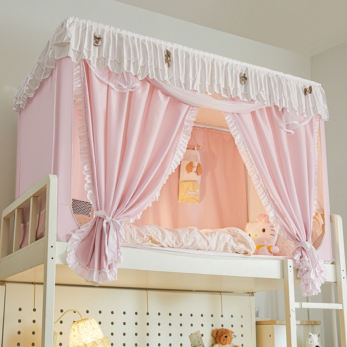 91家纺网 家纺一手货源 找家纺 梦之宝 2025年新款小碎花学生蚊帐 小碎花-粉