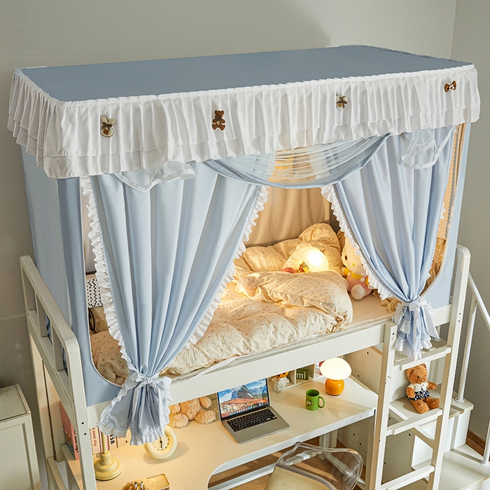 91家纺网 家纺一手货源 找家纺 梦之宝 2025年新款小碎花学生蚊帐 小碎花-蓝