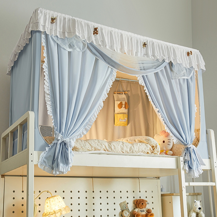 91家纺网 家纺一手货源 找家纺 梦之宝 2025年新款小碎花学生蚊帐 小碎花-蓝