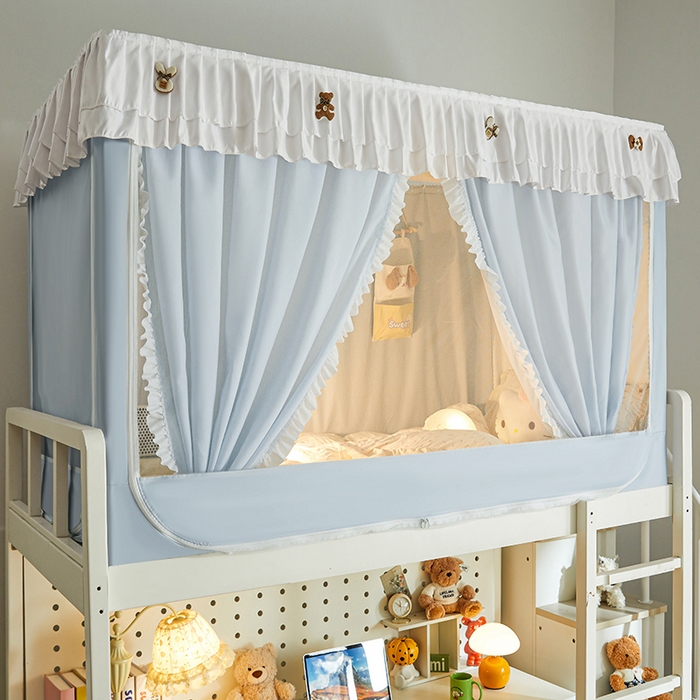 91家纺网 家纺一手货源 找家纺 梦之宝 2025年新款小碎花学生蚊帐 小碎花-蓝