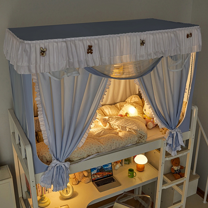 91家纺网 家纺一手货源 找家纺 梦之宝 2025年新款小碎花学生蚊帐 小碎花-蓝