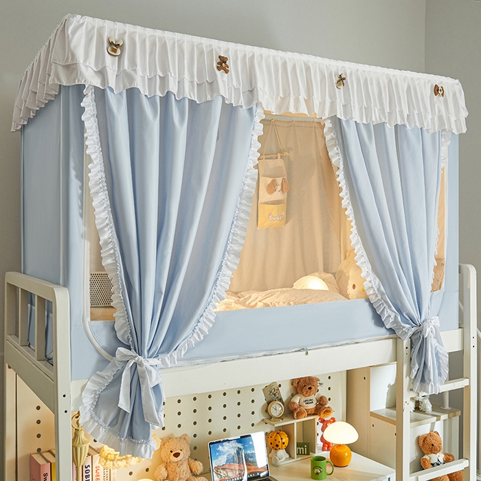 91家纺网 家纺一手货源 找家纺 梦之宝 2025年新款小碎花学生蚊帐 小碎花-蓝