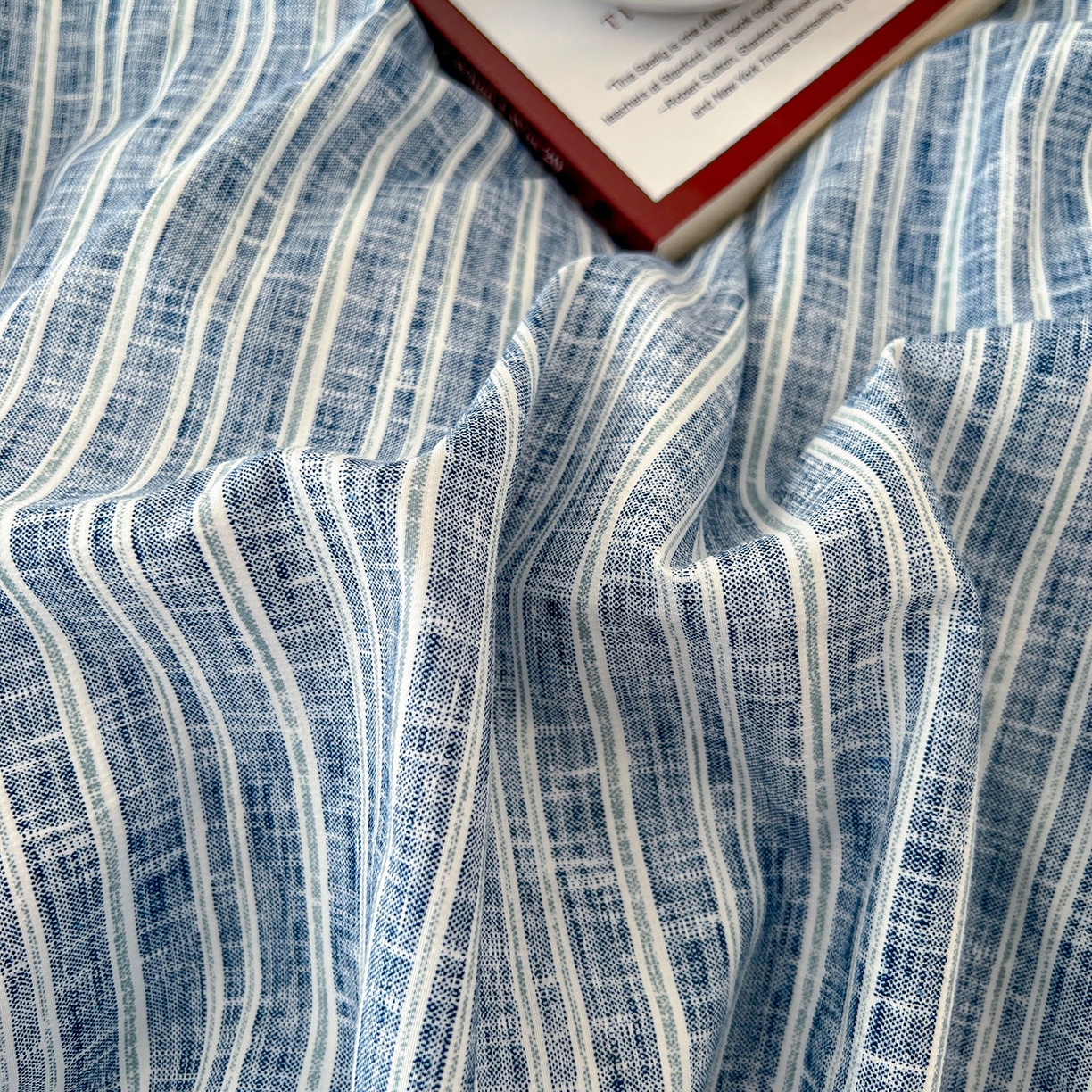 91家纺网 家纺一手货源 找家纺 奥汀洛家纺 2025新款ins小清新生态棉麻刺绣四件套 小黑猫系列 小黑猫-蓝