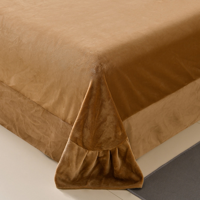 91家纺网 家纺一手货源 找家纺 梦之星  2025新款9斤重加厚皮草绒兔毛绒轻奢赫本风牛奶绒花边四件套 花边轻奢-花影