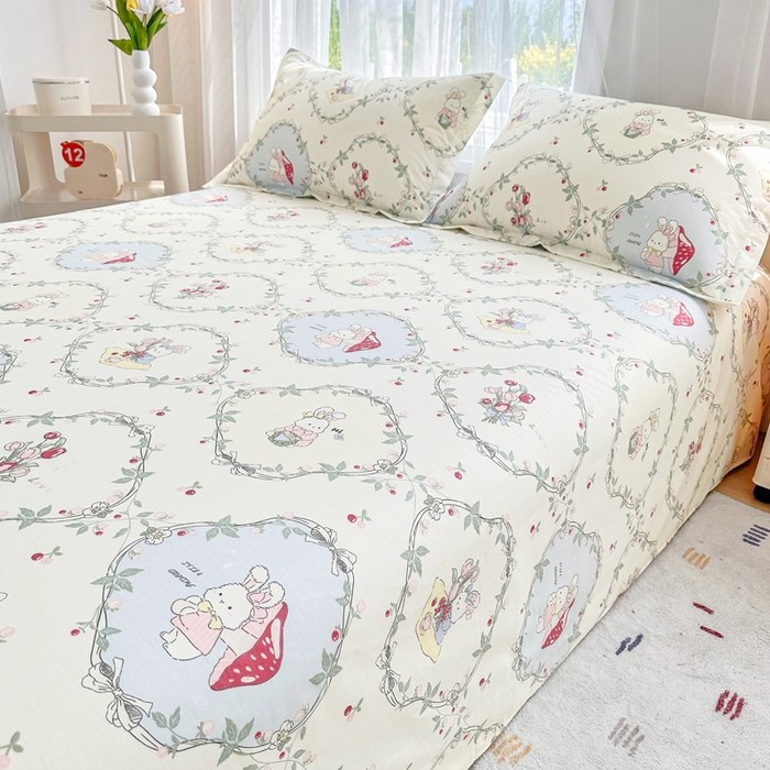 91家纺网 家纺一手货源 找家纺 金盛纺 2025新款全棉印花四件套 春游泡泡